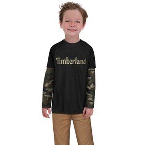 Timberland Longsleeve Black with Camo Sleeves Boys sz 7